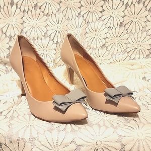 J. Crew light mauve and purple leather high heeled dressy pumps in sz 8 1/2